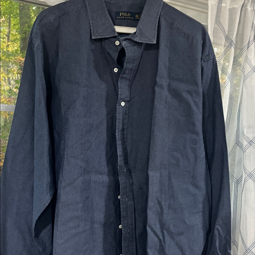 Ralph Lauren Navy and White Textured Polo